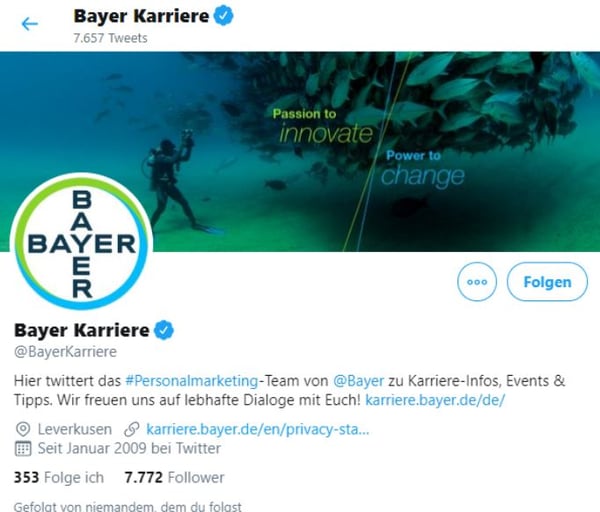 Bayer Karriere auf Twitter