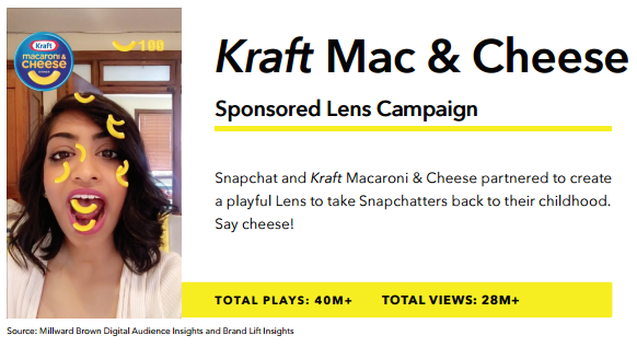 Bild: Beispiel einer Anzeige "Sponsored Lens" von Kraft Mac & Cheese, Snapchat/snapchat.com snapchat-sponsored_lenses2