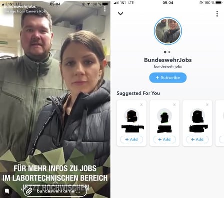 Profil der Bundeswehr auf Snapchat