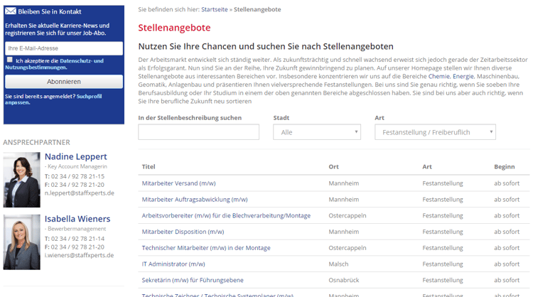 4 Beispiele für gelungene Jobportale Staffxperts GmbH 4 Beispiele für gelungene Jobportale Staffxperts GmbH