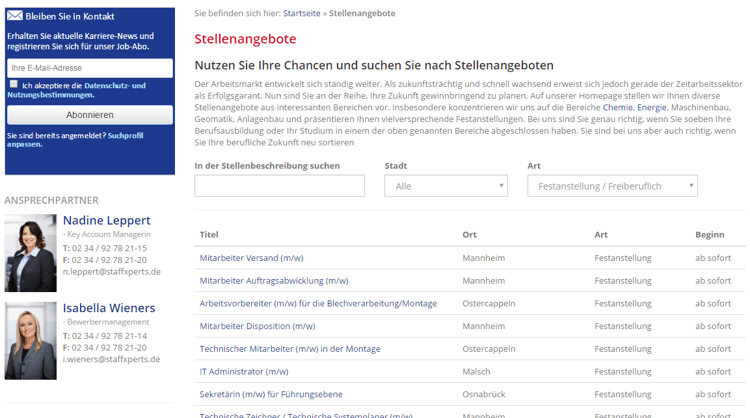 4 Beispiele für gelungene Jobportale Staffxperts GmbH 
