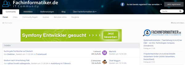 Anzeige auf Fachinformatiker.de