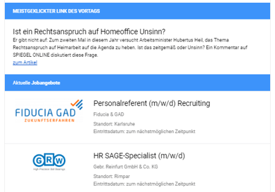 Anzeigen im Newsletter der HR Presseschau 