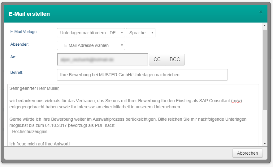 Screenshot E-Mail versenden