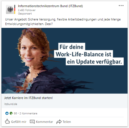 Anzeige auf Linkedin vom ITZBund